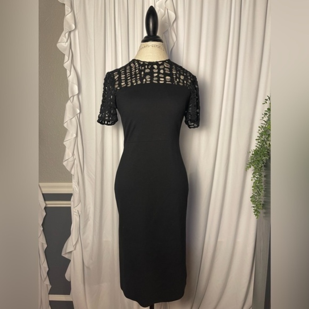 Jason Wu Black Ponte Lace Yoke Dress Size 8